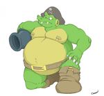  anthro belly belt big_belly boots canson clothing crocodile crocodilian donkey_kong_(series) footwear kremling male muscular nintendo nipple_piercing nipples piercing pirate pirate_hat reptile scalie solo video_games weapon 