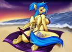  2017 anthro beach beach_towel breasts butt clothing equine fan_character female feral hi_res horse looking_at_viewer mammal my_little_pony outside pegasus pony seaside silvia_windmane solo swimsuit theecchiqueen tongue tongue_out tugging underhoof water wide_hips wings 