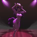  2017 anthro anthrofied areola breasts digital_media_(artwork) equine female friendship_is_magic hair hat horn kevinsano lipstick long_hair makeup mammal multicolored_hair my_little_pony navel nipples on_one_leg open_mouth open_smile purple_eyes smile solo standing twilight_sparkle_(mlp) unicorn 