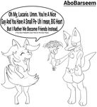  abobarseem braixen crying embarrassed flower holidays lucario nintendo penis plant pok&eacute;mon pok&eacute;mon_(species) rejected shy small_penis sweat tears text valentine&#039;s_day video_games 