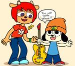  canine caprine clothed clothing dog female guitar lammy_lamb male mammal musical_instrument parappa parappa_the_rapper sheep um_jammer_lammy video_games 