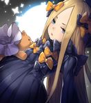  abigail_williams_(fate/grand_order) bangs black_bow black_dress black_hat blonde_hair blue_eyes bow breasts bug butterfly commentary_request dress fate/grand_order fate_(series) forehead hair_bow hat insect long_hair long_sleeves looking_at_viewer object_hug orange_bow parted_bangs parted_lips polka_dot polka_dot_bow sleeves_past_fingers sleeves_past_wrists small_breasts solo stuffed_animal stuffed_toy teddy_bear tyone v-shaped_eyebrows very_long_hair 