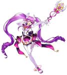  ;d aisha_(elsword) artist_request back_bow boots bow brooch curly_hair dress elbow_gloves elsword full_body gloves jewelry long_hair looking_at_viewer magical_girl metamorphy_(elsword) official_art one_eye_closed open_mouth pink_bow purple_eyes purple_hair smile solo staff standing standing_on_one_leg thigh_boots thighhighs transparent_background twintails v white_bow white_dress white_footwear white_gloves zettai_ryouiki 