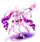  ;d aisha_(elsword) artist_request back_bow boots bow brooch crescent curly_hair dress elbow_gloves elsword full_body gloves jewelry long_hair looking_at_viewer magic magical_girl metamorphy_(elsword) multicolored_hair official_art one_eye_closed open_mouth pink_hair purple_bow purple_eyes purple_hair smile solo staff standing standing_on_one_leg star star_in_eye symbol_in_eye thigh_boots thighhighs transparent_background twintails v white_bow white_dress white_footwear white_gloves zettai_ryouiki 