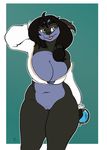  2018 anthro arnachy big_breasts black_hair bottomless breasts canine cleavage clothed clothing digital_media_(artwork) female hair hi_res mammal navel pussy solo tongue tongue_out video_games warcraft were werewolf worgen 
