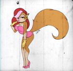  2017 anthro breasts cleavage clothed clothing dress female footwear gloves high_heels lipstick makeup mammal piercing rodent shoes solo squirrel teer 