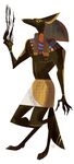  anthro anubis canine claws clothed clothing deity headdress jackal loincloth magic male mammal nipples reimena simple_background solo standing topless white_background 