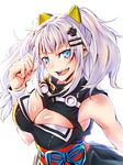  blue_eyes blush breasts dress grey_hair kaguya_luna large_breasts long_hair smile twintail 