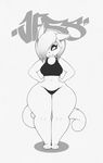  2018 anthro black_and_white breasts cat clothed clothing digital_media_(artwork) english_text feline female graffiti jessica_(teamhedge) mammal monochrome panties partially_clothed shirt simple_background small_breasts smutbunny solo tank_top text thick_thighs underwear voluptuous white_background wide_hips 