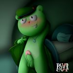  after_sex bear bed bedroom blur_(disambiguation) clothed clothing dark flippy_(htf) happy_tree_friends male mammal night nude open_shirt penis pinup polarcat_(artist) pose shaded solo 