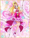  blonde_hair blue_eyes blush cure_flora dress gloves long_hair magical_girl odango ribbon smile 