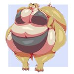  anthro aziza belly big_belly big_breasts breasts clothed clothing deep_navel deity dinosaur egyptian eyewear female invalid_tag jewelry markings midriff navel obese overweight slit_pupils solo spinosaurus standing sunglasses swimsuit theropod toes trinity-fate62 wide_hips yellow_eyes 