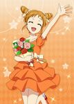  aikatsu! arisugawa_otome blush dress eyes_closed orange_hair short_hair smile twin_buns 