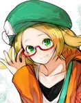  bel_(pokemon) blonde_hair commentary_request glasses green_eyes hat highres nishiide_kengorou pokemon pokemon_(game) pokemon_bw2 short_hair solo 