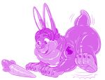  2017 4_toes 5_fingers animate_inanimate anthro carrot claws digital_drawing_(artwork) digital_media_(artwork) food hair hornbuckle inflatable kenn_kyubi lagomorph living_inflatable male mammal markings nude open_mouth rabbit rubber shiny simple_background smile solo toe_claws toes vegetable white_background 