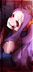  bad_id bad_pixiv_id bare_shoulders blood blood_on_face blood_stain bloody_hands chinese_clothes cracked_wall fate/grand_order fate_(series) grin highres horror_(theme) long_hair looking_at_viewer off_shoulder purple_hair red_eyes smile solo twintails upper_body wada_kazu wu_zetian_(fate/grand_order) 