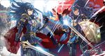  armor blue_hair commentary dual_persona fire_emblem fire_emblem:_kakusei fire_emblem_heroes kozaki_yuusuke lucina multiple_girls sword weapon 