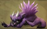  2012 alradeck black_nose claws digital_media_(artwork) feral fur horn hybrid lying purple_eyes purple_fur simple_background solo vanine 
