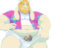  2017 5_fingers anthro asgore_dreemurr beard blonde_hair blush boss_monster caprine chastity chastity_cage clothed clothing daire301 digital_drawing_(artwork) digital_media_(artwork) facial_hair fur goat hair hi_res horn long_ears male mammal penis simple_background solo undertale video_games white_background white_fur 