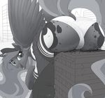  2018 building butt clothing equine female friendship_is_magic horn legwear macro mammal miniskirt monochrome my_little_pony ncmares panties princess_luna_(mlp) school_uniform skirt socks underwear uniform winged_unicorn wings 