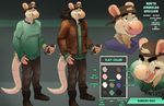  2016 abstract_background anthro backwards_baseball_cap baseball_cap clothed clothing daire daire301 digital_drawing_(artwork) digital_media_(artwork) english_text fur hat hi_res male mammal marsupial model_sheet open_mouth opossum simple_background smile solo standing text 