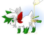  anal anal_insertion anal_penetration blush butt female food green_eyes insertion legendary_pok&#233;mon looking_back nintendo penetration plain_background pok&#233;mon pokemon pussy rairarai shaymin sky_form vaginal vaginal_insertion vaginal_penetration video_games white_background 