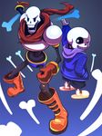  animated_skeleton bone boots clothing duo footwear gloves male nyusu_ut papyrus_(undertale) sans_(undertale) sibling skeleton smile undead undertale video_games 