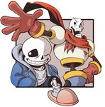  animated_skeleton bone clothing duo footwear gloves male nyusu_ut papyrus_(undertale) sandals sans_(undertale) sibling skeleton smile undead undertale video_games 