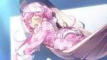  front_wing game_cg grisaia:_phantom_trigger hat ikoma_murasaki long_hair pajamas pink_hair sleeping watanabe_akio 