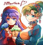  blue_eyes blue_hair blush dress fire_emblem fire_emblem:_fuuin_no_tsurugi fire_emblem:_rekka_no_ken fire_emblem_heroes green_eyes green_hair hat high_ponytail hzk_(ice17moon) jewelry lilina long_hair looking_at_viewer lyndis_(fire_emblem) multiple_girls ponytail simple_background smile 