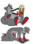  2017 3_toes 5_fingers anthro black_nose digital_drawing_(artwork) digital_media_(artwork) floebean force_feeding forced fur goo_transformation green_eyes grey_fur inflation jazzotter jewelry living_plush male mammal markings multiple_poses mustelid necklace nude otter penis plushie pose red_fur red_penis rubber seashell shiny simple_background smile solo spiral spiral_eyes striped_tail stripes text toes transformation white_background 