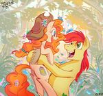 2018 bright_mac_(mlp) cowboy_hat cutie_mark duo equine female flower friendship_is_magic hat horse husband_and_wife jowybean male mammal my_little_pony pear_butter_(mlp) plant pony romantic_couple stetson 
