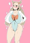  1girl blush breasts brown_eyes brown_hair huge_breasts mikan_(pokemon) pokemon uragamiura 