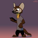  2016 anthro barefoot brown_eyes clothed clothing countershade_torso countershading eddy_(fanartiguess) fanartiguess gradient_background holding_object holding_phone male mammal marten mustelid phone signature simple_background solo standing url 