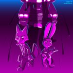  2017 3_toes 4_fingers anthro barefoot canine car clothed clothing disney duo fanartiguess female fox fur gun handgun hi_res high-angle_view holding_object holding_weapon judy_hopps lagomorph long_ears male mammal necktie nick_wilde pants pistol purple_theme rabbit ranged_weapon rifle standing suit toes toony vehicle walking weapon zootopia 