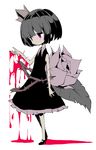  blood crown flower full_body high_heels kuroneko_no_toorimichi plant purple_eyes rose rose_(rose_to_tasogare_no_kojou) rose_to_tasogare_no_kojou short_hair simple_background solo spot_color standing thorns vines white_background 