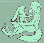  &lt;3 2017 anthro black_and_green canine clothing disney duo female fox green_background green_eyes judy_hopps lagomorph male mammal nick_wilde purple_eyes rabbit samaella shirt simple_background sitting straddling tank_top zootopia 