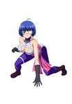  1girl ahoge blue_eyes blue_hair boots breasts cleavage cleavage_cutout eyepatch gloves heart_cutout ikkitousen mole ryomou_shimei smile solo tagme 