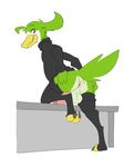  anthro avian avian_(starbound) bottomless butt clothed clothing digitigrade erection halbean hi_res leg_warmers legwear male penis presenting presenting_hindquarters simple_background solo starbound toxicotl turtleneck video_games white_background 