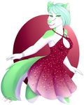  anthro bracelet breasts canine cleavage clothed clothing dress female fur green_eyes green_fur green_hair hair irish_moon jewelry mammal piercing rayray72 solo sparkle 