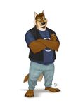  2018 anthro bear canine claws clothing digital_media_(artwork) facial_hair furrybob hair hybrid male mammal simple_background standing toe_claws toes white_background wolf 