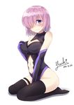  armor breast_hold cleavage fate/grand_order shielder_(fate/grand_order) signed subaru_(794829485) thighhighs 