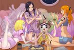  3girls :3 animal_ears ass ass_cutout bare_arms bare_shoulders barefoot bikini black_hair blonde_hair blush breasts bunny_ears bunny_tail butt_crack carrot_(one_piece) cleavage erect_nipples feet furry hips horns large_breasts long_hair multiple_girls nami_(one_piece) nico_robin ohcock one_piece orange_eyes orange_hair reindeer see-through shiny shiny_skin tattoo teeth thick_thighs thighs tony_tony_chopper 