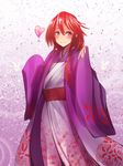  blush bunny heart japanese_clothes kimono kotohime layered_clothing layered_kimono oni red_eyes red_hair smile teruteru12 touhou touhou_(pc-98) wide_sleeves 