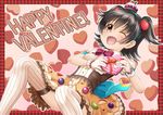  ;d akagi_miria bangs bead_bracelet beads black_hair blush box bracelet brown_eyes commentary_request dark_skin eyebrows_visible_through_hair food_themed_clothes food_themed_hair_ornament gift gift_box gloves hair_between_eyes hair_ornament happy_valentine heart-shaped_box holding holding_gift idolmaster idolmaster_cinderella_girls jewelry one_eye_closed open_mouth puffy_short_sleeves puffy_sleeves regular_mow ribbed_legwear shirt short_sleeves smile solo strawberry_hair_ornament thighhighs two_side_up valentine white_gloves white_legwear white_shirt 