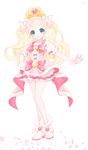  blonde_hair blue_eyes blush cure_flora dress gloves long_hair magical_girl odango ribbon smile 