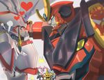  argentea_(darling_in_the_franxx) blush darling_in_the_franxx embarrassed genista_(darling_in_the_franxx) grin gurren-lagann hands_on_own_face heart heart-shaped_pupils humanoid_robot king_kittan mecha no_humans open_mouth smile sparkle steam steaming_body strelizia surprised symbol-shaped_pupils synn032 tengen_toppa_gurren_lagann wall_slam 