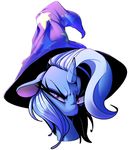  2017 absurd_res angry blue_hair clothing digital_media_(artwork) equine eyebrows eyelashes female feral friendship_is_magic frown hair hat headshot hi_res horn horse looking_at_viewer mammal my_little_pony pony purple_eyes simple_background solo sourspot star trixie_(mlp) unicorn 