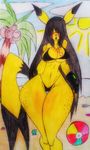  beach big_breasts bikini blush breasts cleavage clothed clothing cross fallout female freckles invalid_tag nintendo pikachu pip-boy pok&eacute;mon pok&eacute;mon_(species) pok&eacute;morph seaside swimsuit theloanwanderer216 thick_thighs video_games voluptuous wide_hips 