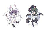  :d ahoge animal_ear_fluff animal_ears between_fingers boots brown_cape brown_footwear brown_hat brown_pants cape checkered chibi danganronpa detective ears_through_headwear eyebrows_visible_through_hair fox_ears fox_tail full_body gem green_hair hair_between_eyes hat holding jacket kemonomimi_mode knee_boots kneehighs leg_up long_sleeves looking_at_viewer magnifying_glass male_focus mask mask_on_head multiple_boys new_danganronpa_v3 no_pupils open_mouth ouma_kokichi pants plaid_hat purple_eyes purple_hair round_teeth saihara_shuuichi shiro_q~ shirt shoes shorts smile standing standing_on_one_leg tail teeth top_hat walking_stick white_cape white_hat white_jacket white_legwear white_shirt white_shorts 